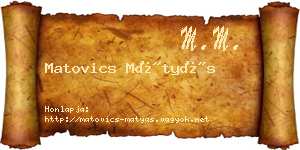 Matovics Mátyás névjegykártya